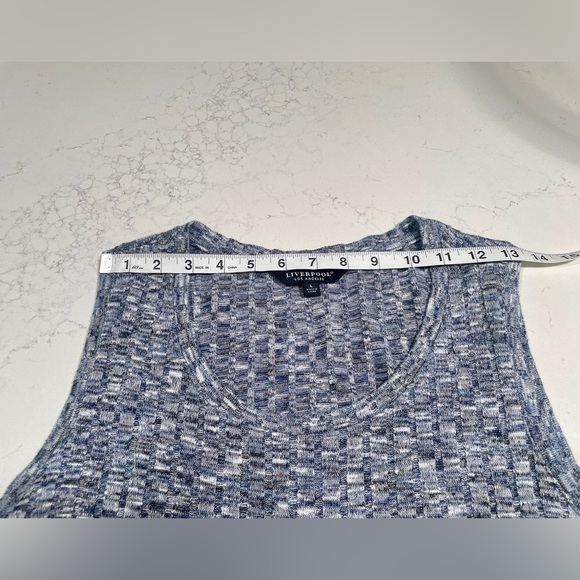 Liverpool Los Angeles Women’s Scoop Neck Knit Grey/Blue Heathered Tank SZ L - Picture 5 of 6